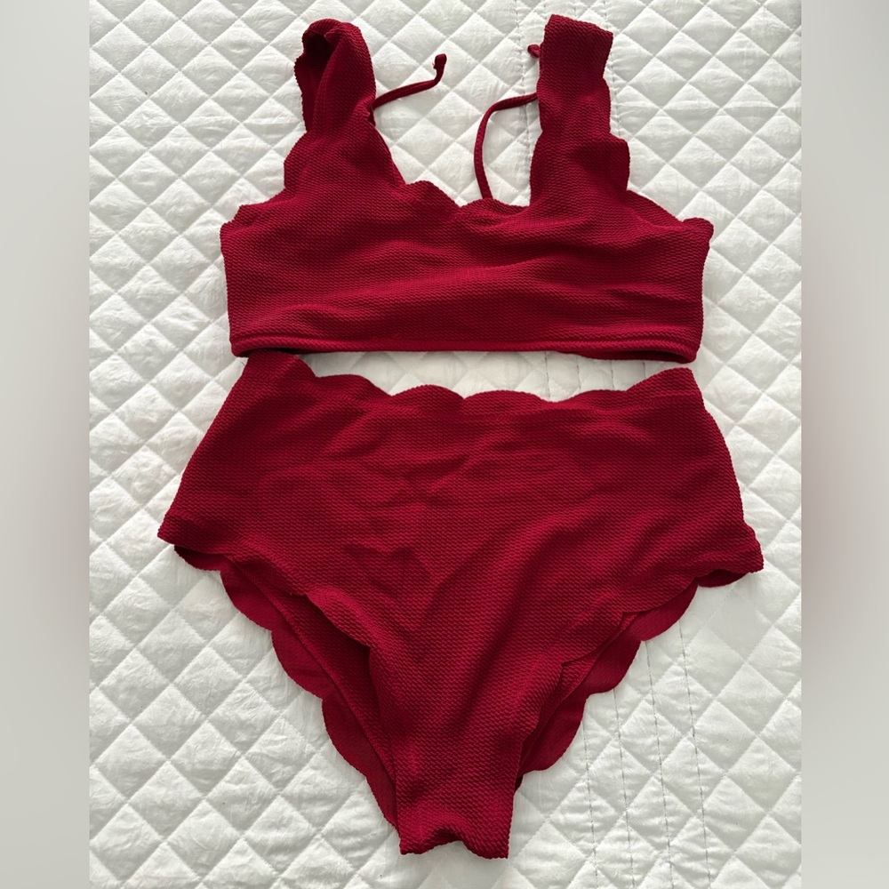 Women’s Red Textured swimsuit